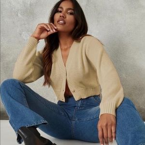 NWOT- Tan cropped knit cardigan MISGUIDED